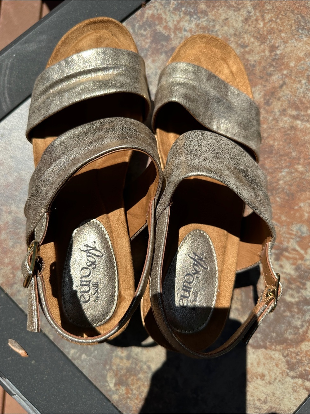 Eurosoft Metallic Wedge Sandals – BRAND NEW – Comfort Cushioned – Size 9 1/2 - Picture 3 of 5